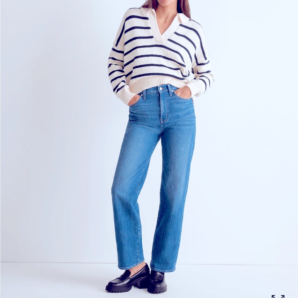 NWT madewell Dedham striped polo sweater